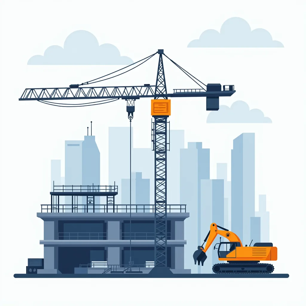 Ilustración de una instalación de construcción y obra industrial