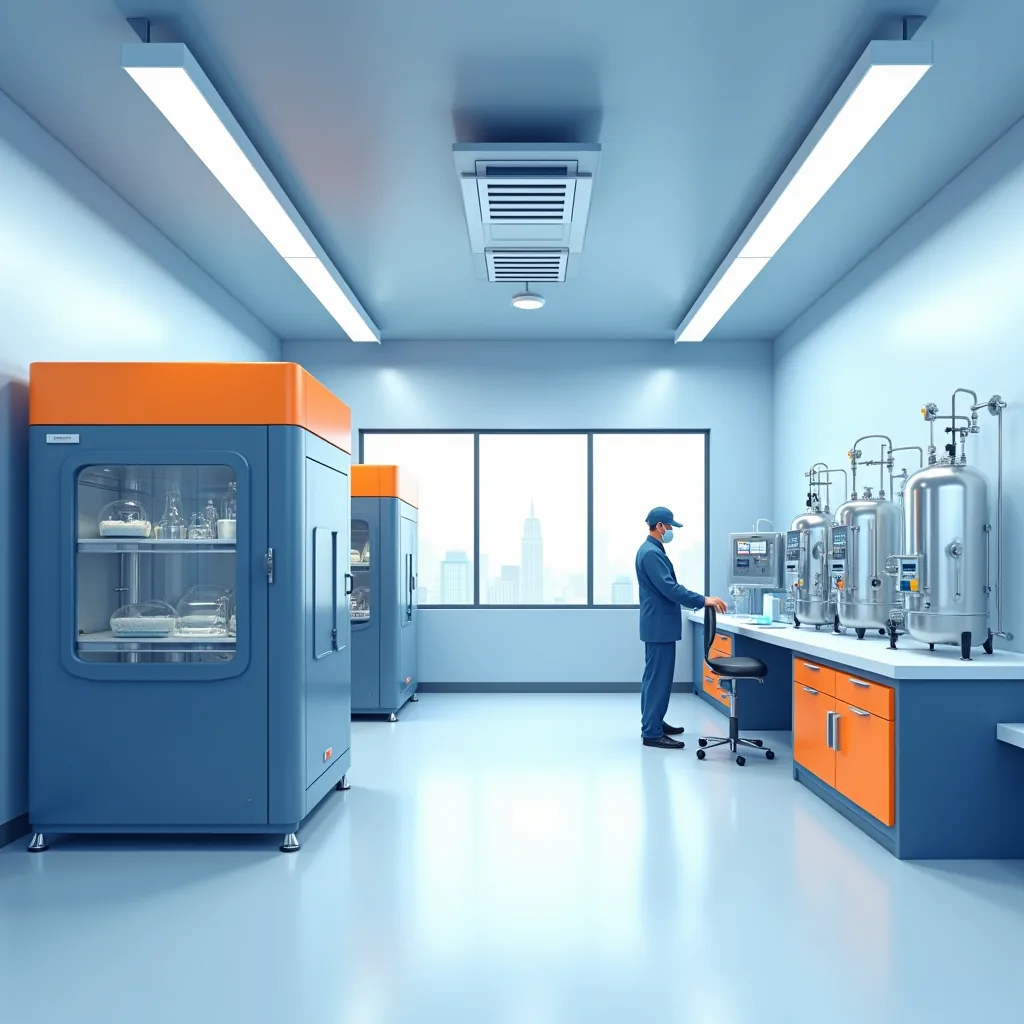 Ilustración de una instalación de farmacéutico y cosmético